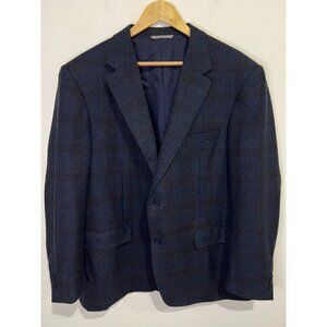 CANALI 1934 Dark Blue / Brown Plaid 2-Btn Blazer Sport Jacket sz US 48 R